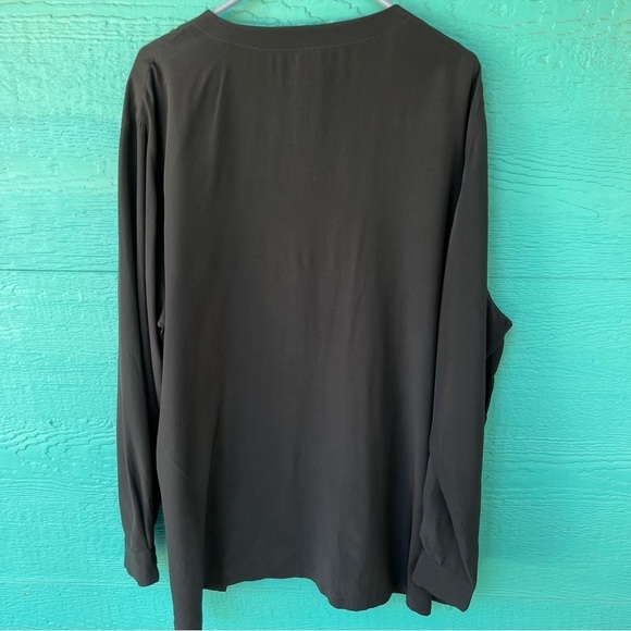 BLACK SILK BUTTON DOWN VINTAGE TUNIC TOP SIZE 20 2X DESIGNER JACQUELINE FERRAR - Picture 7 of 7